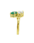 This high-quality exquisite GIA Certified Toi et Moi Emerald and Diamond Ring is made of 18k Gold