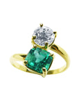 GIA Certified Toi et Moi Emerald and Diamond Ring 18k Gold Emerald engagement rings This high-quality exquisite toi