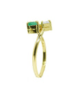 18k gold you and me emerald and diamond ring for women.
