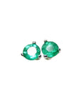 Pair of 14k white gold martini stud emerald earrings, natural colombian emeralds.