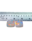 Pair of 5.45 ct. solid Australian square cut opals with multicolor flash, predominantly red-orange.
