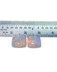 Pair of 5.45 ct. solid Australian square cut opals with multicolor flash, predominantly red-orange.