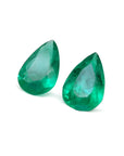 Matched pair of 3.62 carat pear-cut bluish-green Colombian emeralds for earrings.