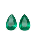 Matched pair set loose emeralds pear cut 3.62 ct. with a bluish-green tone.