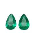 Matched pair set loose emeralds pear cut 3.62 ct. with a bluish-green tone.