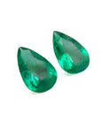 Matched pair set loose emeralds pear cut for crafting high-quality earrings at a competitive price.