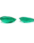 Matched pair of 3.62 carat natural bluish-green pear-cut Colombian emeralds.