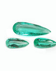 Loose emeralds pear shaped match Set, 4.32 ct. front left side tables and crowns visibles