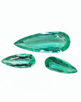 Loose emeralds pear shaped match Set, 4.32 ct. front left side tables and crowns visibles