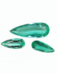 Loose natural colombian emeralds Muzo mine pear shaped match Set, clean sparkling medium light color.