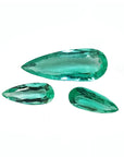 Loose natural colombian emeralds Muzo mine pear shaped match Set, clean sparkling medium light color.