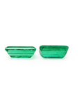 Matched pair of 2.08 ct. natural emerald-cut green emeralds from Muzo mines.