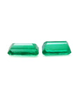 Matched pair of 2.08 ct. natural emerald-cut green emeralds from Muzo mines.