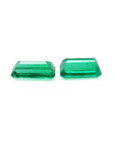 Matched pair of 2.08 ct. natural emerald-cut green emeralds from Muzo mines.