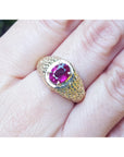 Men's Natural Ruby Ring 2.02 Carats Unisex-Solitaire Burma Oval cut 18K