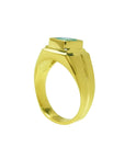 Men's 18K yellow gold pinky ring with a bezel-set square emerald.
