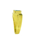 Men's 18K yellow gold pinky ring with a bezel-set square emerald.