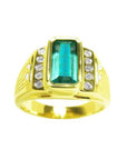 Men's emerald ring 1.97 carats crafted in 14k yellow gold USA made