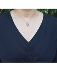 0.85 ct. Mother and Child Sapphire Necklace Slider Pendant Crafted in 14K Yellow Gold