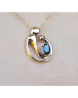 0.85 ct. Mother and Child Sapphire Necklace Slider Pendant Crafted in 14K Yellow Gold