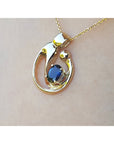 0.85 ct. Mother and Child Sapphire Necklace Slider Pendant Crafted in 14K Yellow Gold