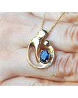 0.85 ct. Mother and Child Sapphire Necklace Slider Pendant Crafted in 14K Yellow Gold