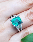 Mother's Day cushion cut emerald ring