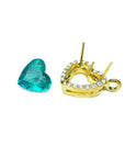 3.18 Carats Tilted Heart Emerald Necklace Halo Diamonds 18K Gold