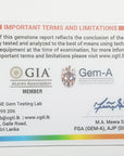 Gemstone report card with GIA, Gem-A, and CGTL logos and contact information.