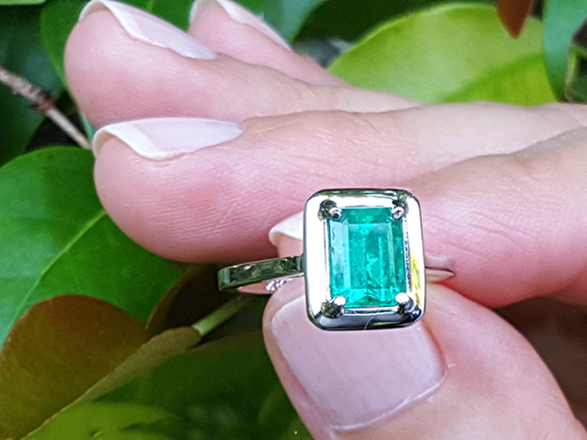 1.50 Carat Muzo Colombian Emerald Solitaire Ring in 18K White Gold