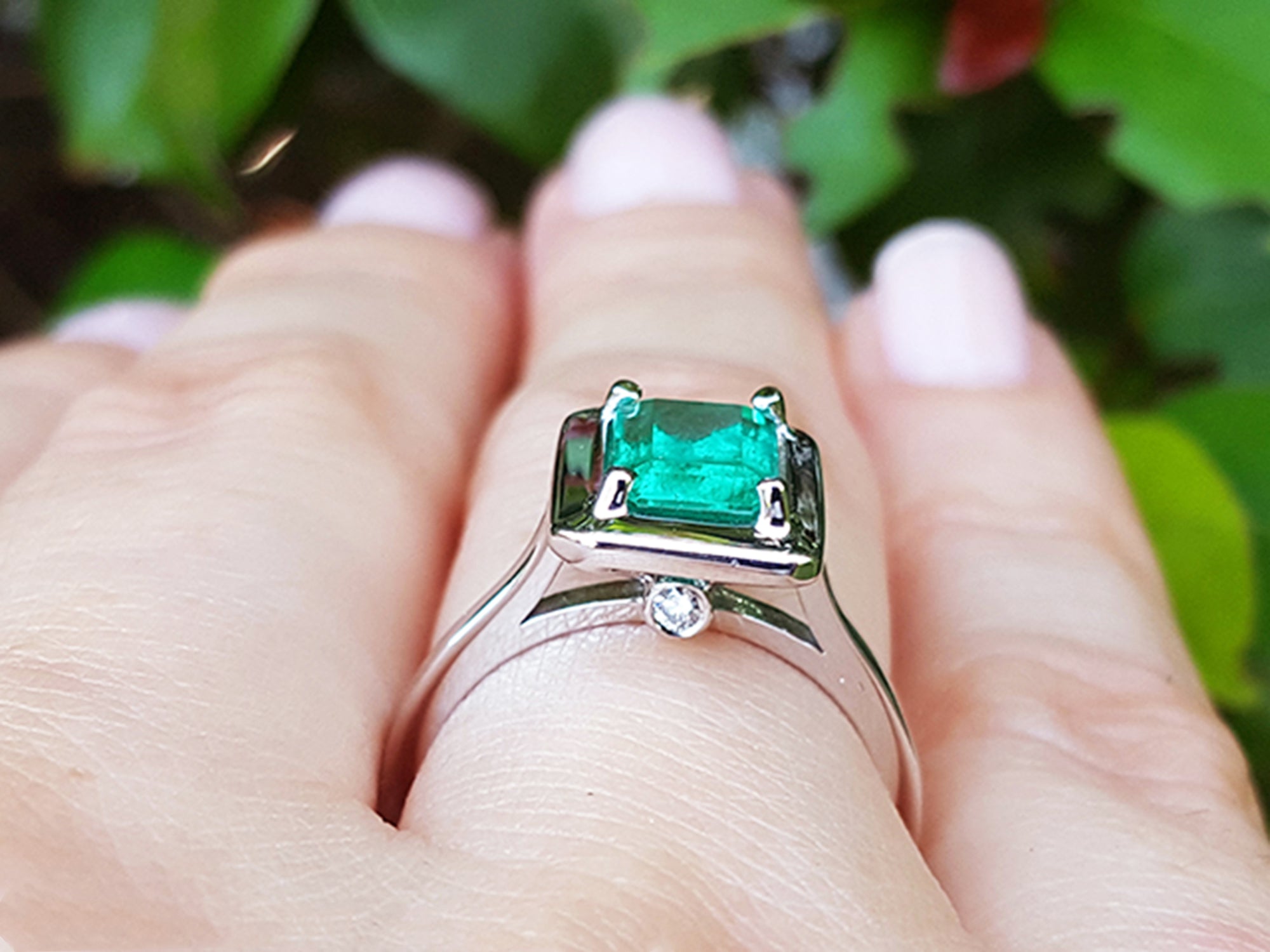 1.50 Carat Muzo Colombian Emerald Solitaire Ring in 18K White Gold