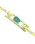 Muzo Colombian Emerald Bracelet 0.72 Carat and Natural Diamonds made in 14K Yellow Gold