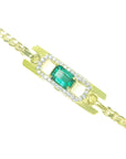14k Gold bracelet with a natural colombian emerald and diamonds.