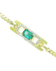 14k Gold bracelet with a natural colombian emerald and diamonds.