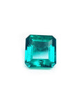 Emerald-cut Muzo mine loose Colombian emerald front table and pavilion view