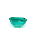 1.28 carat emerald-cut Muzo Mine loose Colombian emerald, medium deep bluish green.