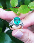 Emerald engagement ring natural emerald certified