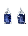 2.16 Carats Blue Sapphire Earrings Natural Diamonds 14K White Gold
