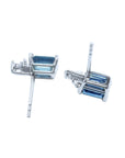 2.16 Carats Blue Sapphire Earrings Natural Diamonds 14K White Gold