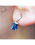 2.06 ct. Natural Blue Sapphire Earrings Stud Tapered Baguettes Push Backs 14K