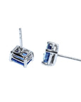 2.20 Carats Solitaire Natural Sapphire Stud Earrings Sparkling Deep Hue 14K White Gold