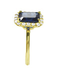 Women's Natural Blue Sapphire Ring 1.99 ct. Halo Diamond in 14k Yellow Gold