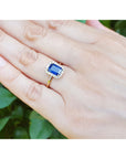 Women's Natural Blue Sapphire Ring 1.99 ct. Halo Diamond in 14k Yellow Gold