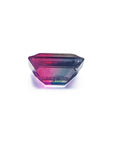 The downside profile view of a natural tourmaline, girdle and pavilion are visibles.