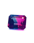 Natural 3.55 ct. emerald-cut watermelon tourmaline with vibrant red, mint, and greenish-blue hues.