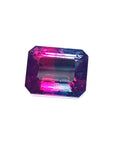 A topside position of this natural watermelon tourmaline displaying the table and crown facets.