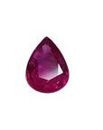 1.24 carat natural Burmese ruby, pear cut, with a brilliant medium red hue.