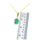 Necklace With Natural Colombian Emerald 0.58 ct and Diamonds 14k Yellow Gold