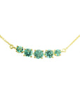 Natural Five Stone emerald Necklace from Muzo Colombia 14K Yellow Gold