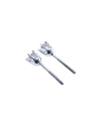 Pair of 14K white gold natural diamond stud earrings with six-prong settings and screw backs.